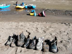 Shoes along the Gyalmo Ngulchu